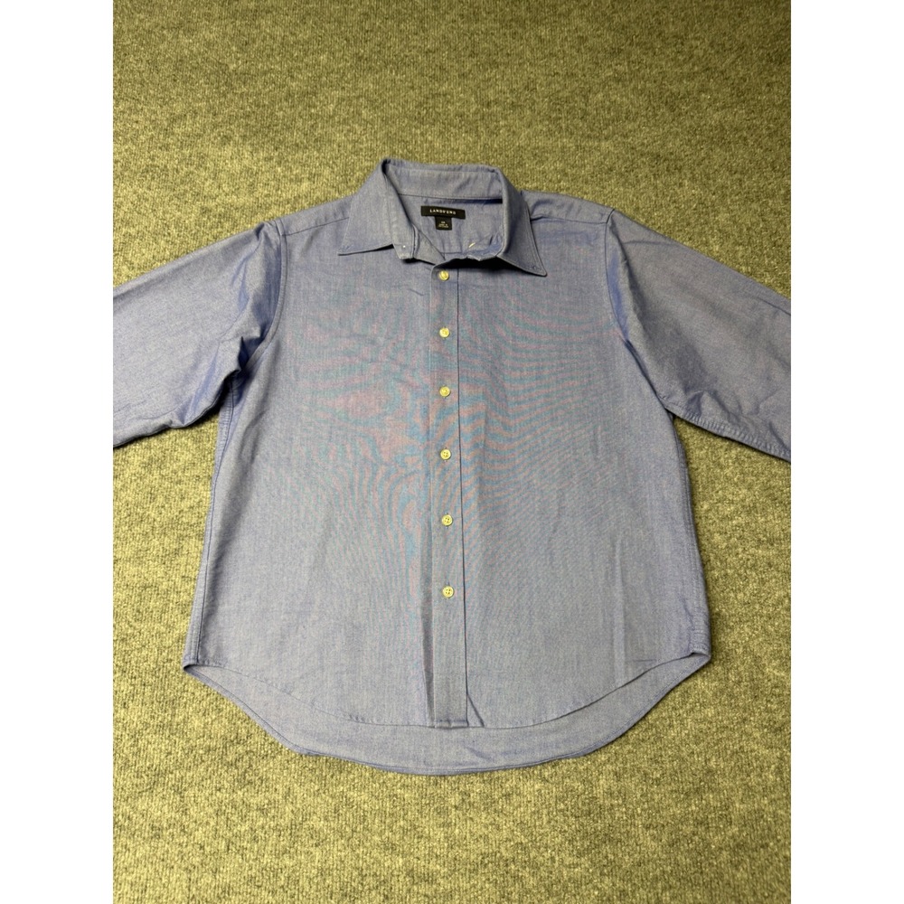 Lands End Kids Blue Oxford Button Down Shirt Long Sleeve Size 12H Husky School